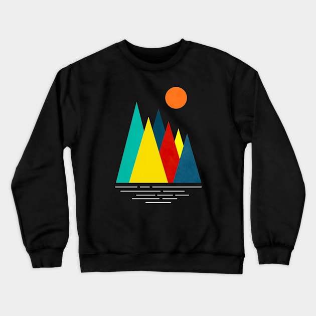 Linear and Colorful Mountains, Minimalist Abstract Nature Art  III Crewneck Sweatshirt by Insightly Designs